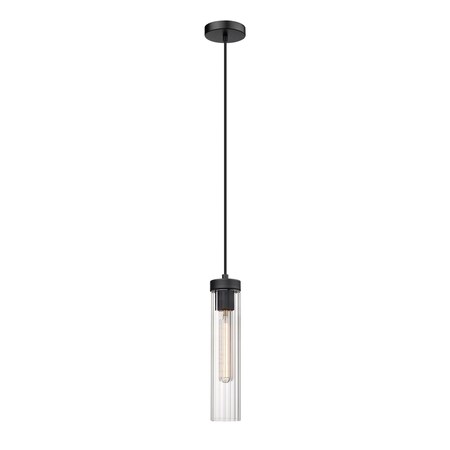 Z-Lite Beau Pendant, 1-Light, 4.75 In.W x 12.75 In.H, Matte Black/Clear 740P-MB
